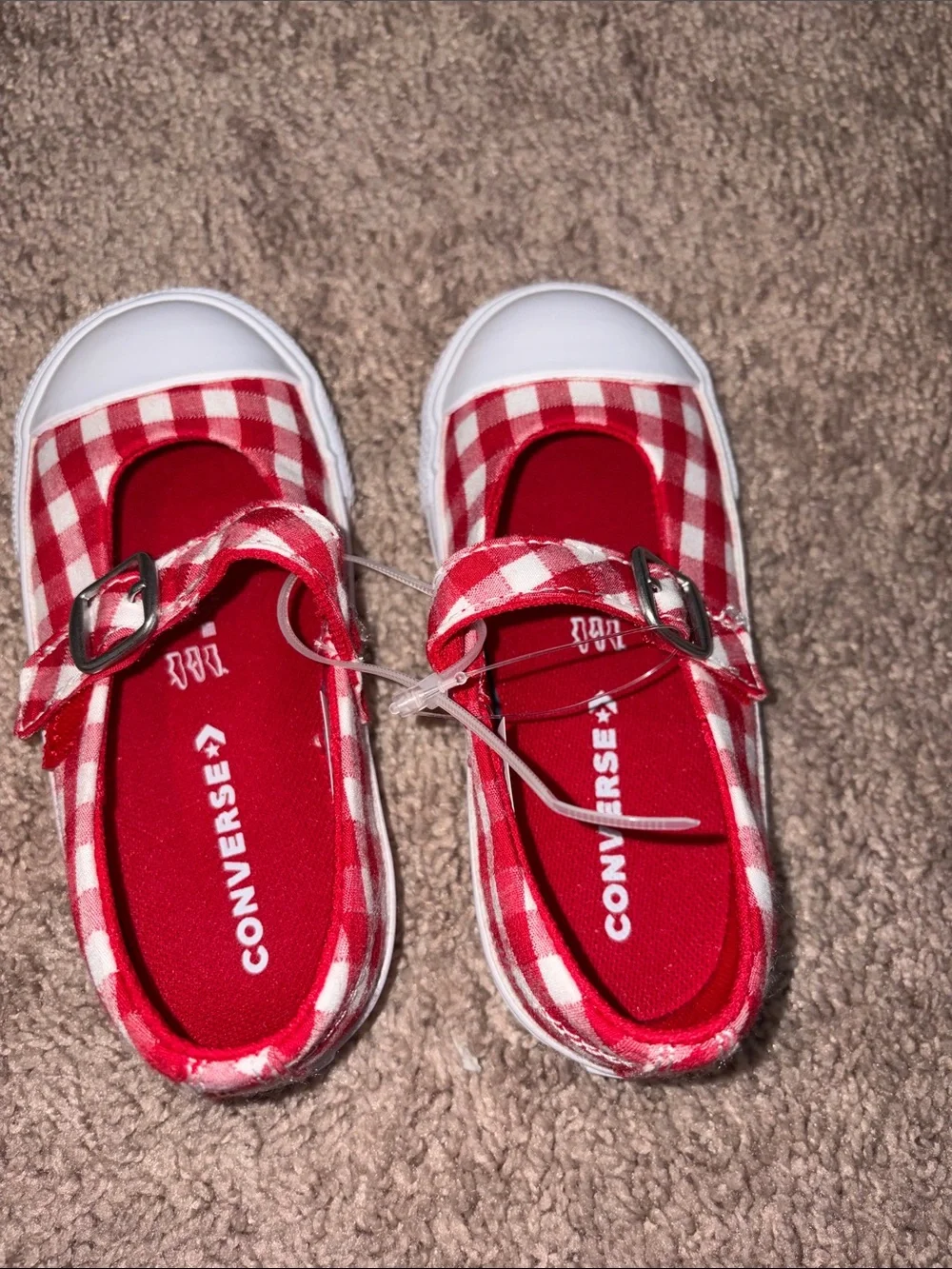 Converse Kids Red Gingham Mary Jane Sneakers with White Toe NWOT